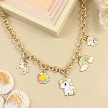Load image into Gallery viewer, Unicorn Rainbow Multicharm Chain Necklace