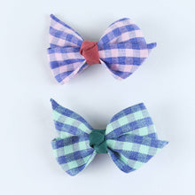 Load image into Gallery viewer, Fabric Bow Hair Clips - Set of 2 - Pink Green