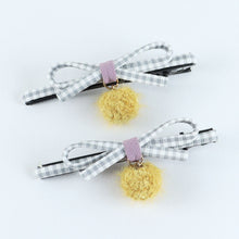 Load image into Gallery viewer, Pom Pom Hair Clips - Set of 2 - Yellow