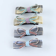 Load image into Gallery viewer, Chequered Fabric Bow Hair Clips - Set of 4 - Yellow Black