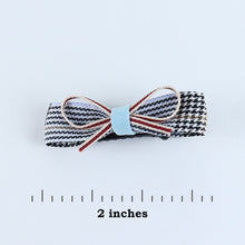 Load image into Gallery viewer, Chequered Fabric Bow Hair Clips - Set of 4 - Yellow Black