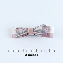Load image into Gallery viewer, Chequered Fabric Bow Hair Clips - Set of 4 - Blue Pink