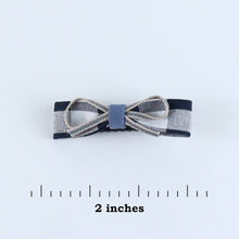 Load image into Gallery viewer, Chequered Fabric Bow Hair Clips - Set of 4 - Black Blue