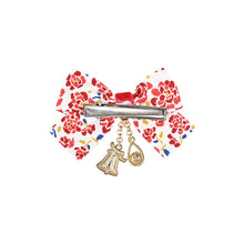 Load image into Gallery viewer, Christmas Charms Fabric Bow Hair Clip Red