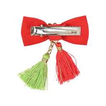 Load image into Gallery viewer, Christmas Bell Tassels Bow Hair Clip Red::Green