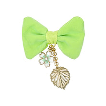 Load image into Gallery viewer, Floral Charm Bow Hair Clips - Set of 2 - Blue Green