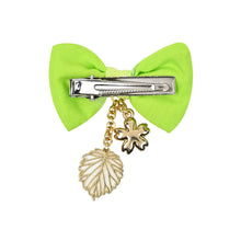 Load image into Gallery viewer, Floral Charm Bow Hair Clips - Set of 2 - Blue Green