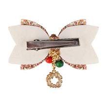 Load image into Gallery viewer, Christmas Charms Glitter Bow Hair Clip
