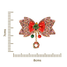 Load image into Gallery viewer, Christmas Charms Glitter Bow Hair Clip