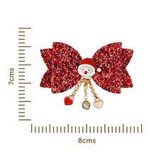 Load image into Gallery viewer, Christmas Charm Santa Claus Glitter Bow Hair Clip