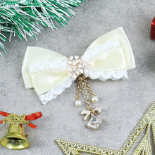 Load image into Gallery viewer, Christmas Floral Charm Bow Hair Clip