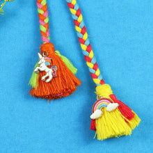 Load image into Gallery viewer, Boho Style Braided Unicorn Rainbow Charm Hair Clip