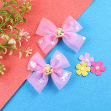 Load image into Gallery viewer, Smiley Face Charm Set of 2 Bow Hair Clips
