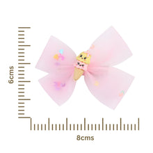 Load image into Gallery viewer, Smiling Ice-Cream Charm Set of 2 Bow Hair Clips