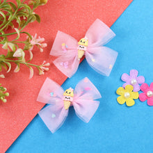Load image into Gallery viewer, Smiling Ice-Cream Charm Set of 2 Bow Hair Clips