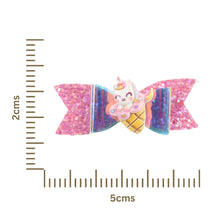 Load image into Gallery viewer, Rainbow Unicorn Glitter Bow Set of 2 Hair Clips