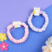 Load image into Gallery viewer, Teddy Bear Charms Set of 2 Fabric Hair Ties