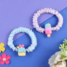 Load image into Gallery viewer, Ice-Cream Cake Charms Set of 2 Fabric Hair Ties