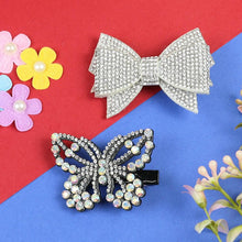 Load image into Gallery viewer, Set of 2 Crystal Bow Butterfly Hair Clips  Trendy Girls Hair Accessory for Rakhi & Gifting