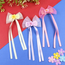 Load image into Gallery viewer, Set of 3 Floral Charm Fabric Bow Hair Clips  Trendy Girls Hair Accessory for Rakhi & Gifting