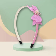 Load image into Gallery viewer, Floral Charm Glitter Bow Hair Band Trendy Girls Hair Accessory for Rakhi & Gifting