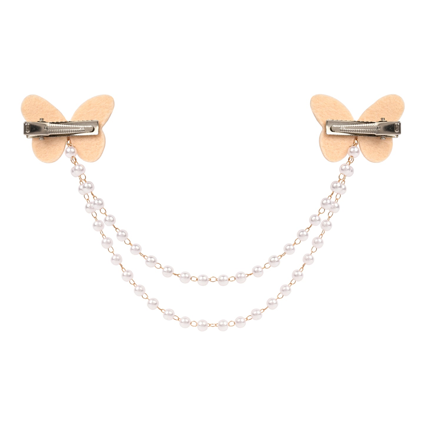 Close-up of the glitter finish on the butterfly on the pink clip