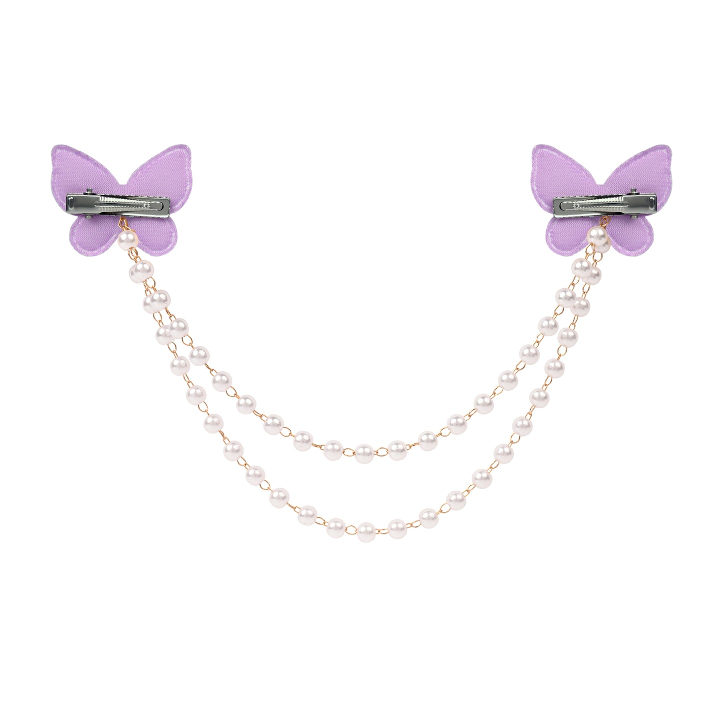 Close-up of the glitter finish on the butterfly on the purple clip