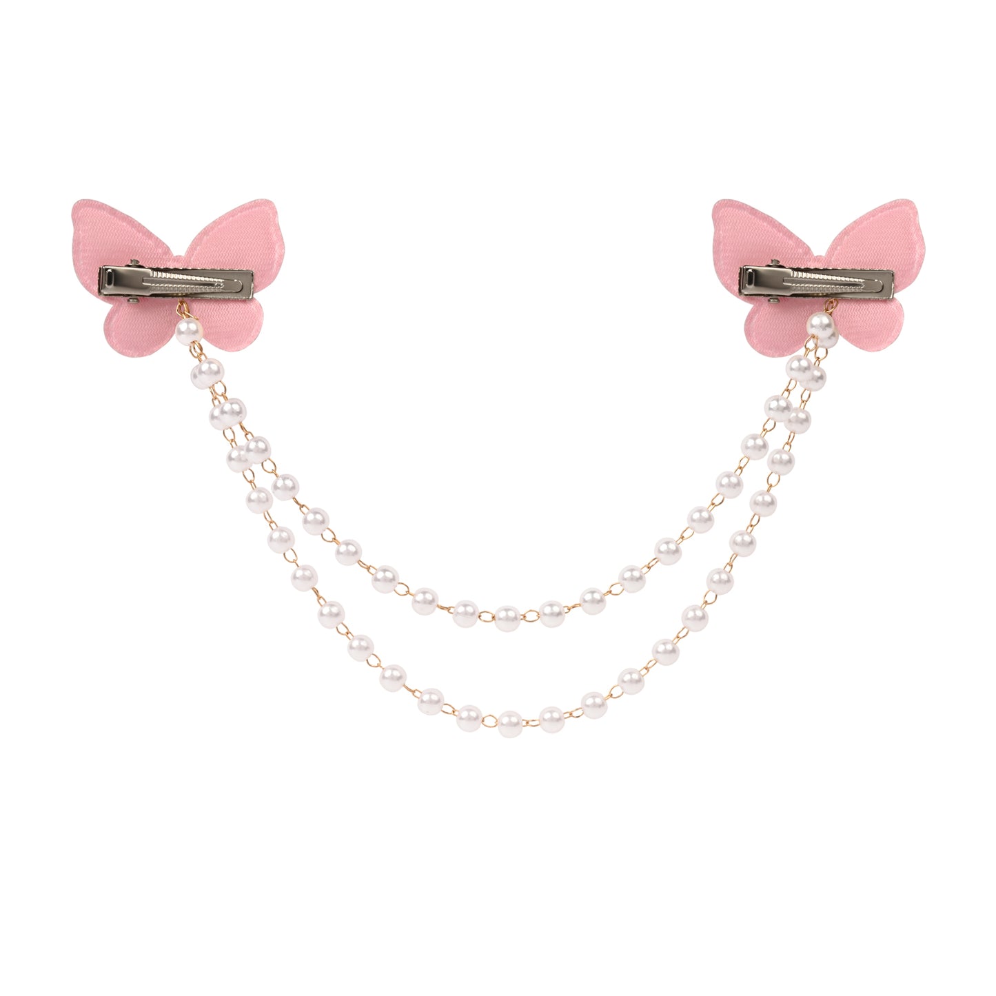 Close-up of the glitter finish on the butterfly on the pink clip