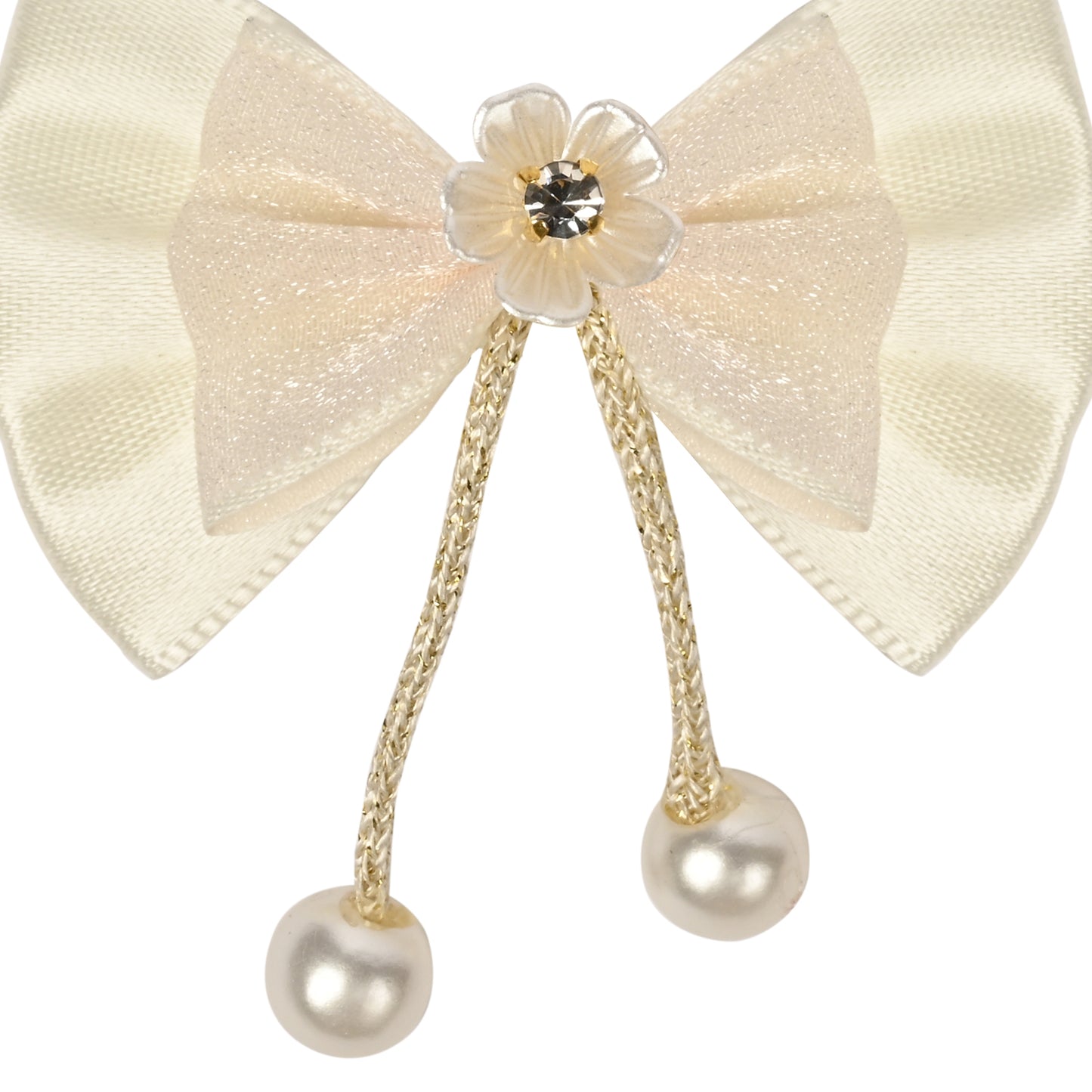 Set of 2 White Bow Tassels Hair Clips
