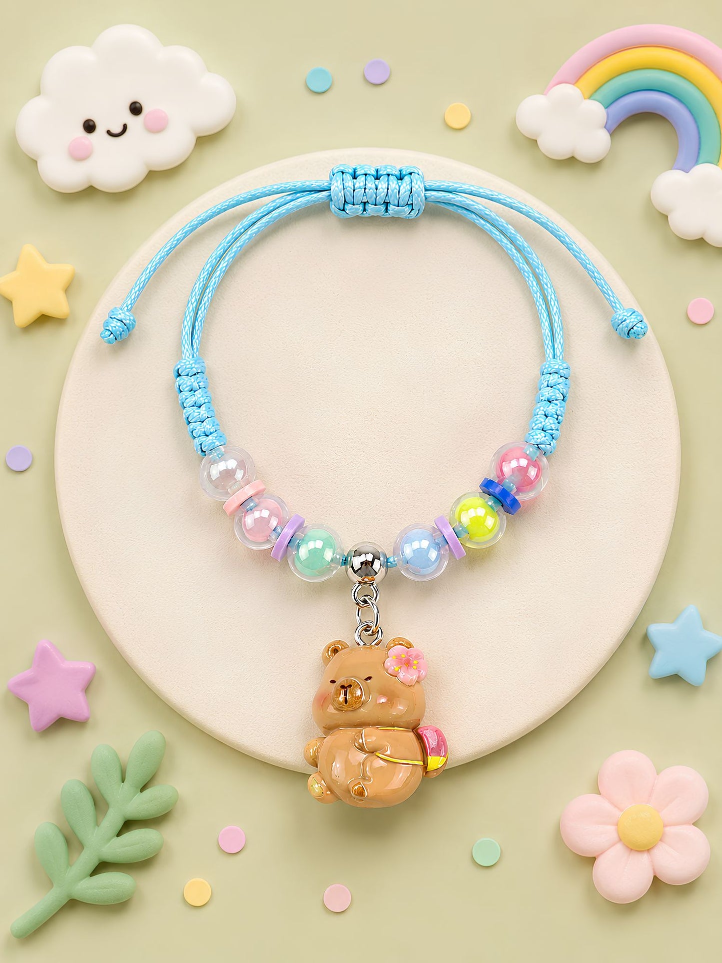Teddy charm bracelet Rakhi with metal charm,