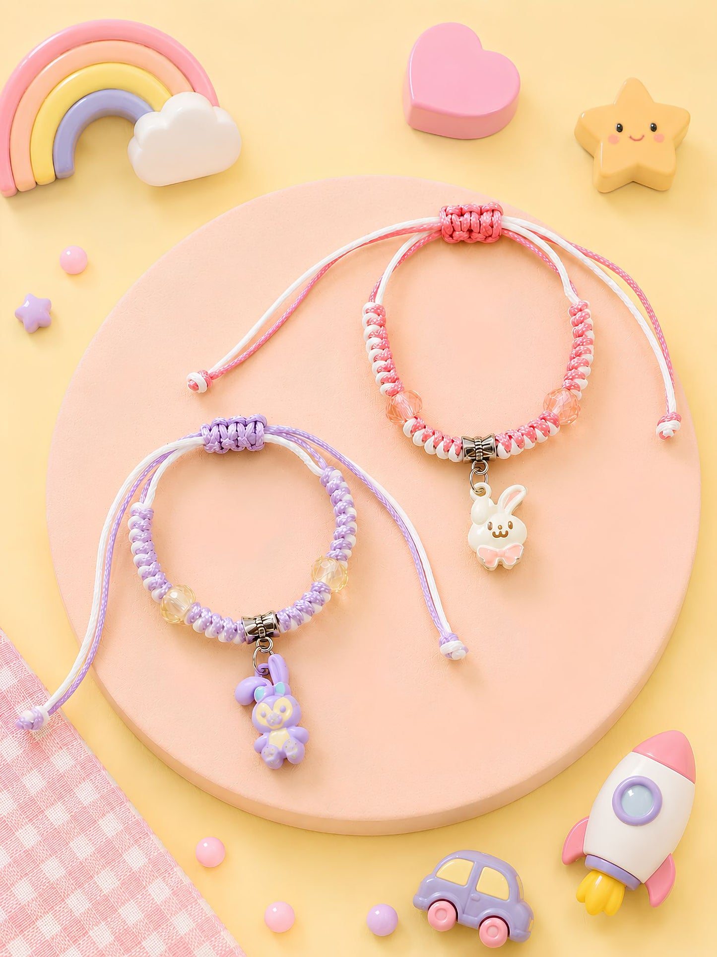 Set of 2 rabbit charm bracelet Rakhis,