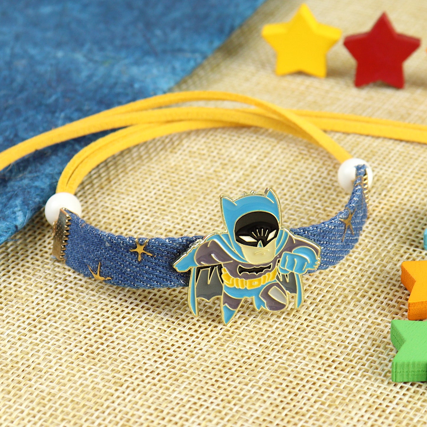 Superhero charm denim belt kids Rakhi