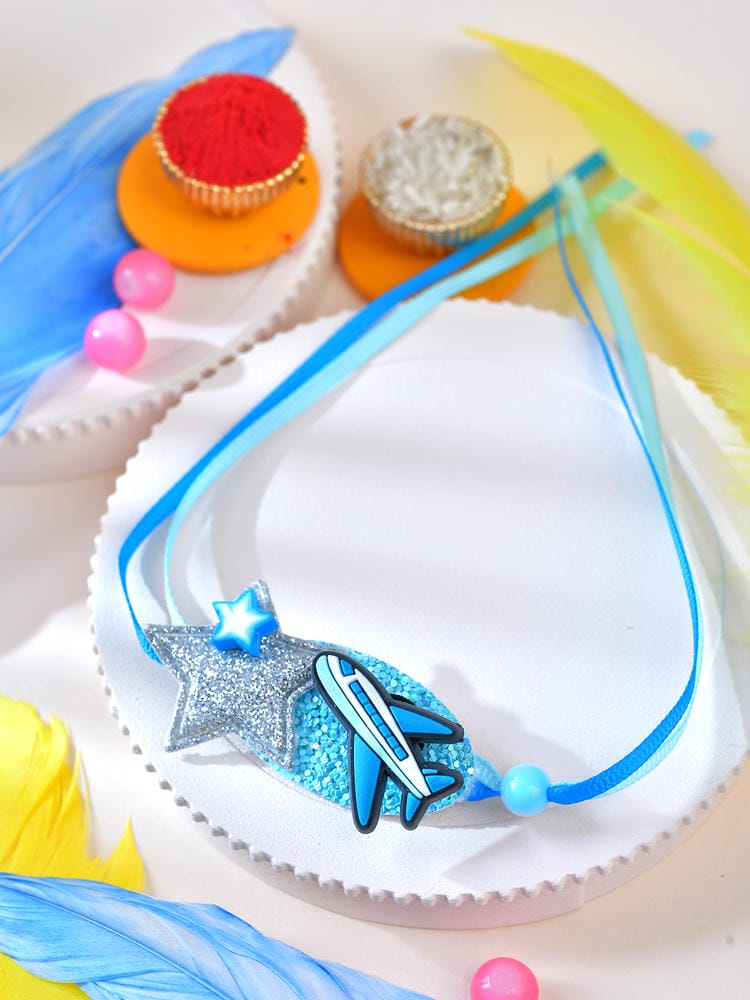 Airplane motif rubber kids Rakhi