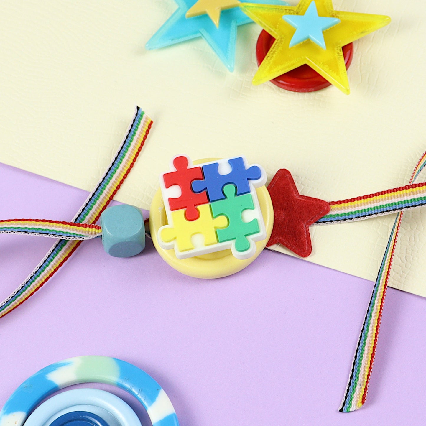 Jigsaw puzzle charm motif kids Rakhi