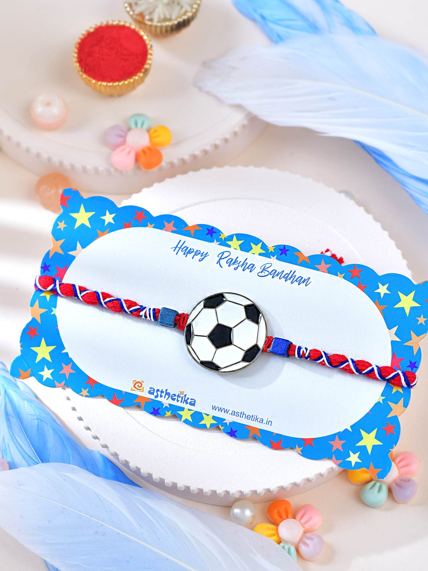 Asthetika football kids Rakhi in packaging