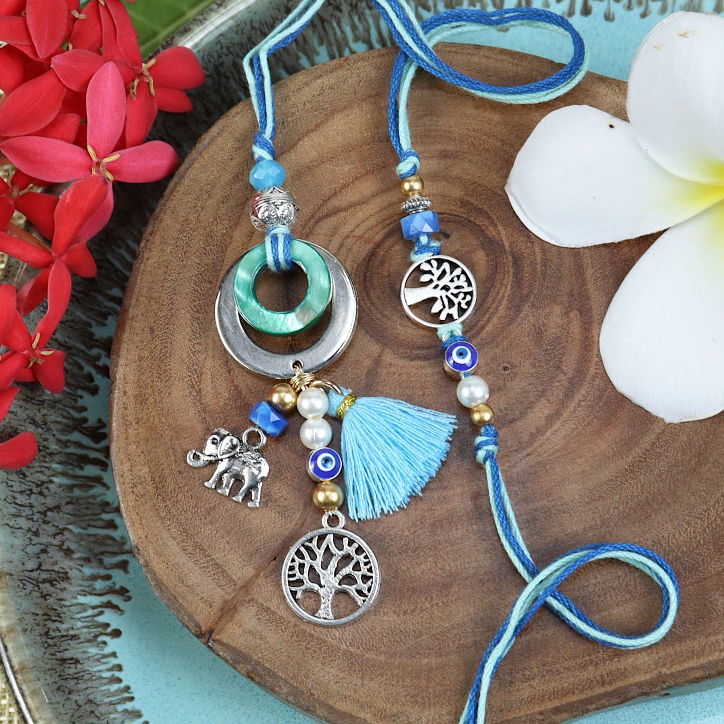 Tree of Life Evil Eye Bhaiya Bhabhi Rakhi Pair