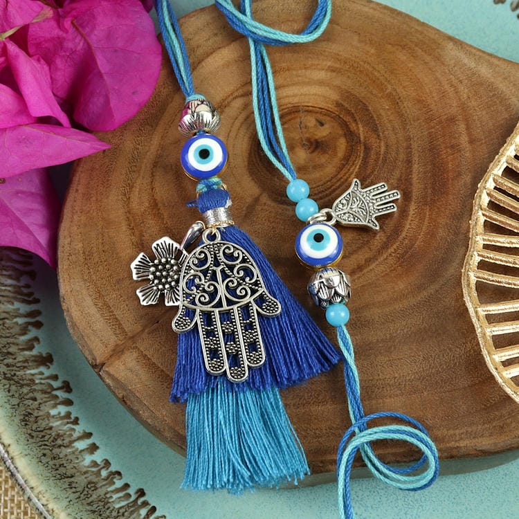 Evil Eye Hamsa Bhaiya Bhabhi Rakhi Pair