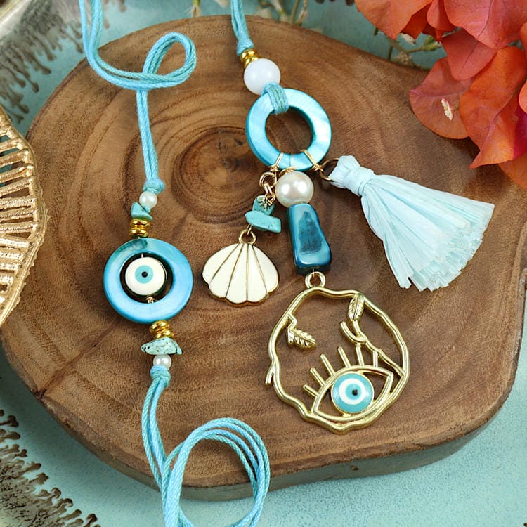 Evil Eye Charms Bhaiya Bhabhi Rakhi Pair