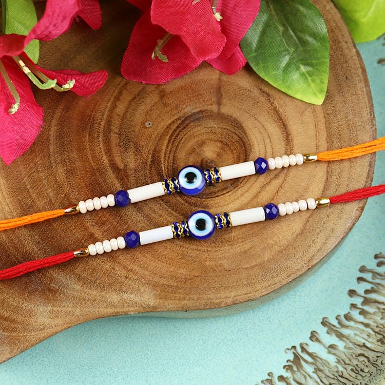 Set of 2 Evil Eye Bead Rakhis – Designer Rakhi by Asthetika for Raksha Bandhan