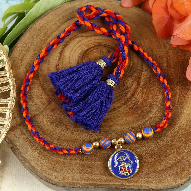 Evil Eye Hamsa Colourful Beads Rakhi