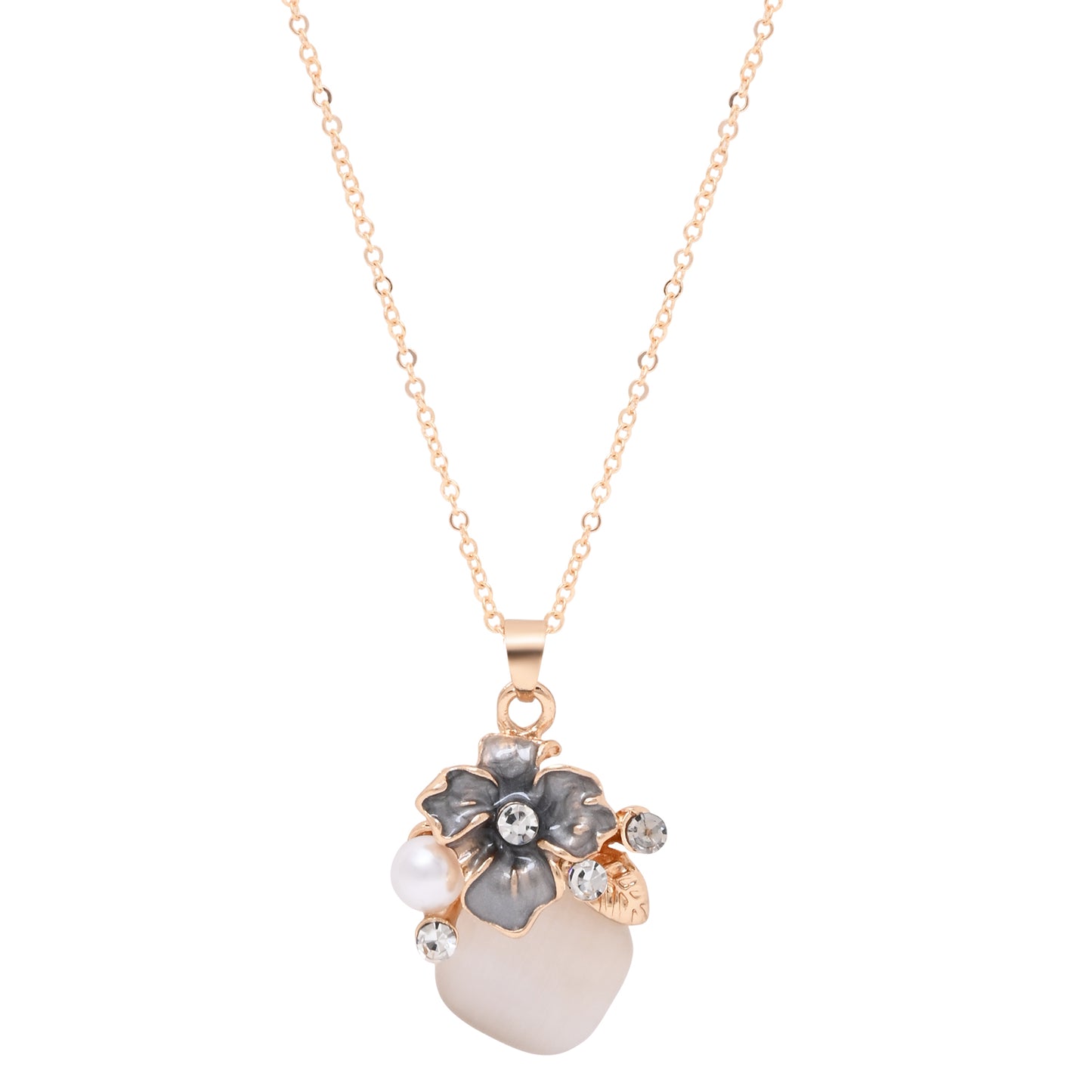 Smoky Pearl Teardrop Floral Jewellery Set