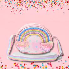 Load image into Gallery viewer, Rainbow Hearts Glitter Sequin Sling Bag - Light Pink