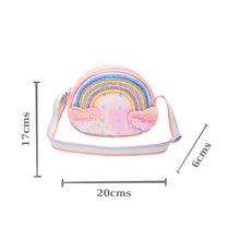 Load image into Gallery viewer, Rainbow Hearts Glitter Sequin Sling Bag - Light Pink