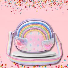Load image into Gallery viewer, Rainbow Hearts Glitter Sequin Sling Bag - Purple