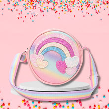 Load image into Gallery viewer, Rainbow Hearts Glitter Sling Bag - Light Pink