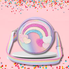 Load image into Gallery viewer, Rainbow Hearts Glitter Sling Bag - Purple