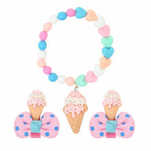 Load image into Gallery viewer, Set of 2 Ice-cream Hair Clips with Beaded Bracelet Combo