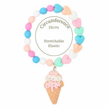 Load image into Gallery viewer, Set of 2 Ice-cream Hair Clips with Beaded Bracelet Combo