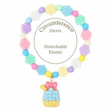 Load image into Gallery viewer, Set of 2 Cupcake Hair Clips with Beaded Bracelet Combo