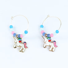 Load image into Gallery viewer, ac23-039-unicorn-charms-hoop-earrings-blue-pink